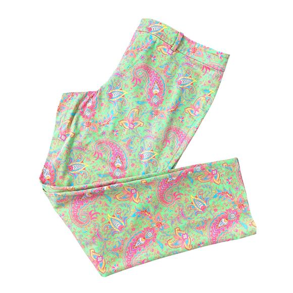 Lauren Ralph Lauren Women's Paisley Pants Size 12 Trousers Bright Spring Easter - Picture 2 of 16